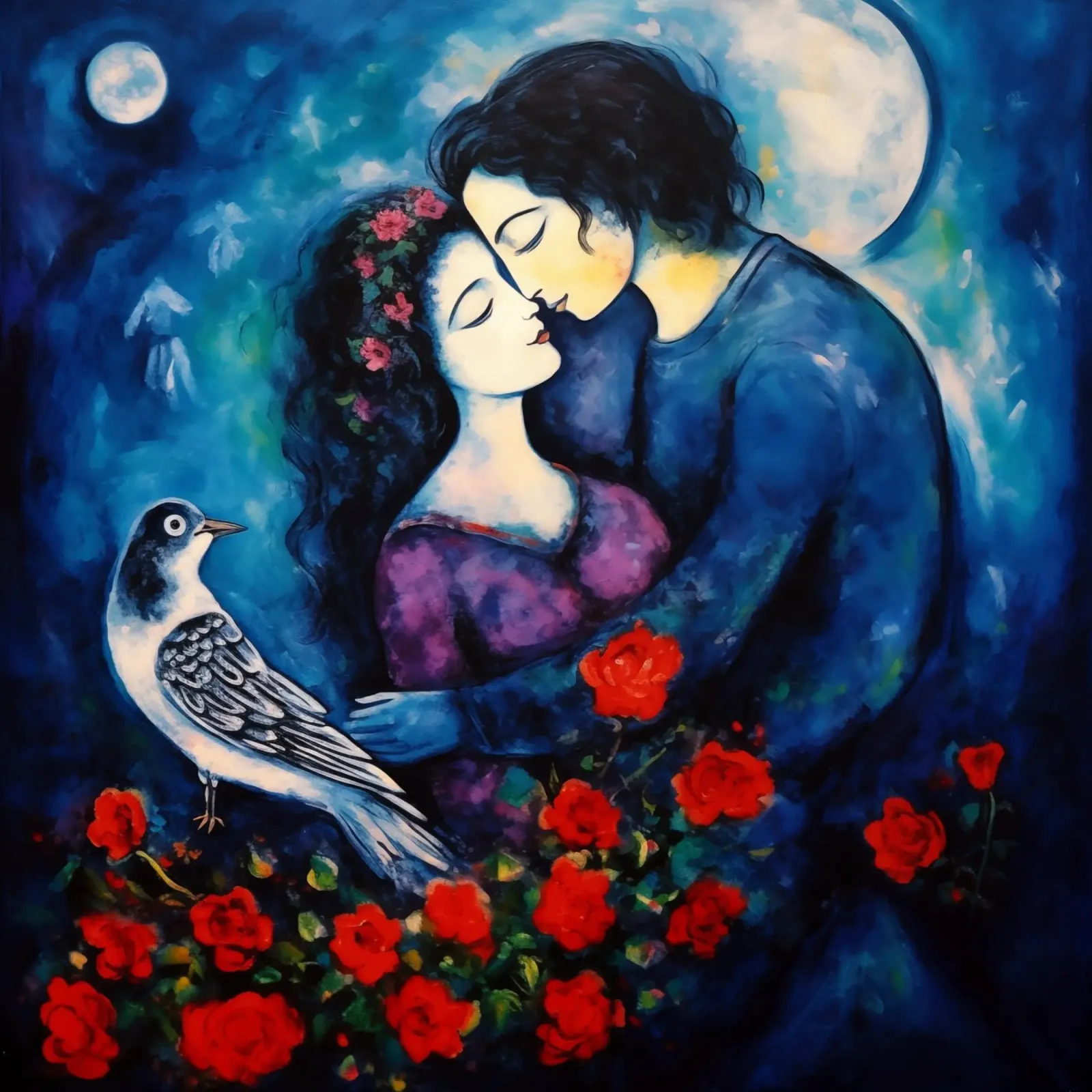 Amanti ispirati a Chagall con rose e colombe pellicola backlit da Autofocus