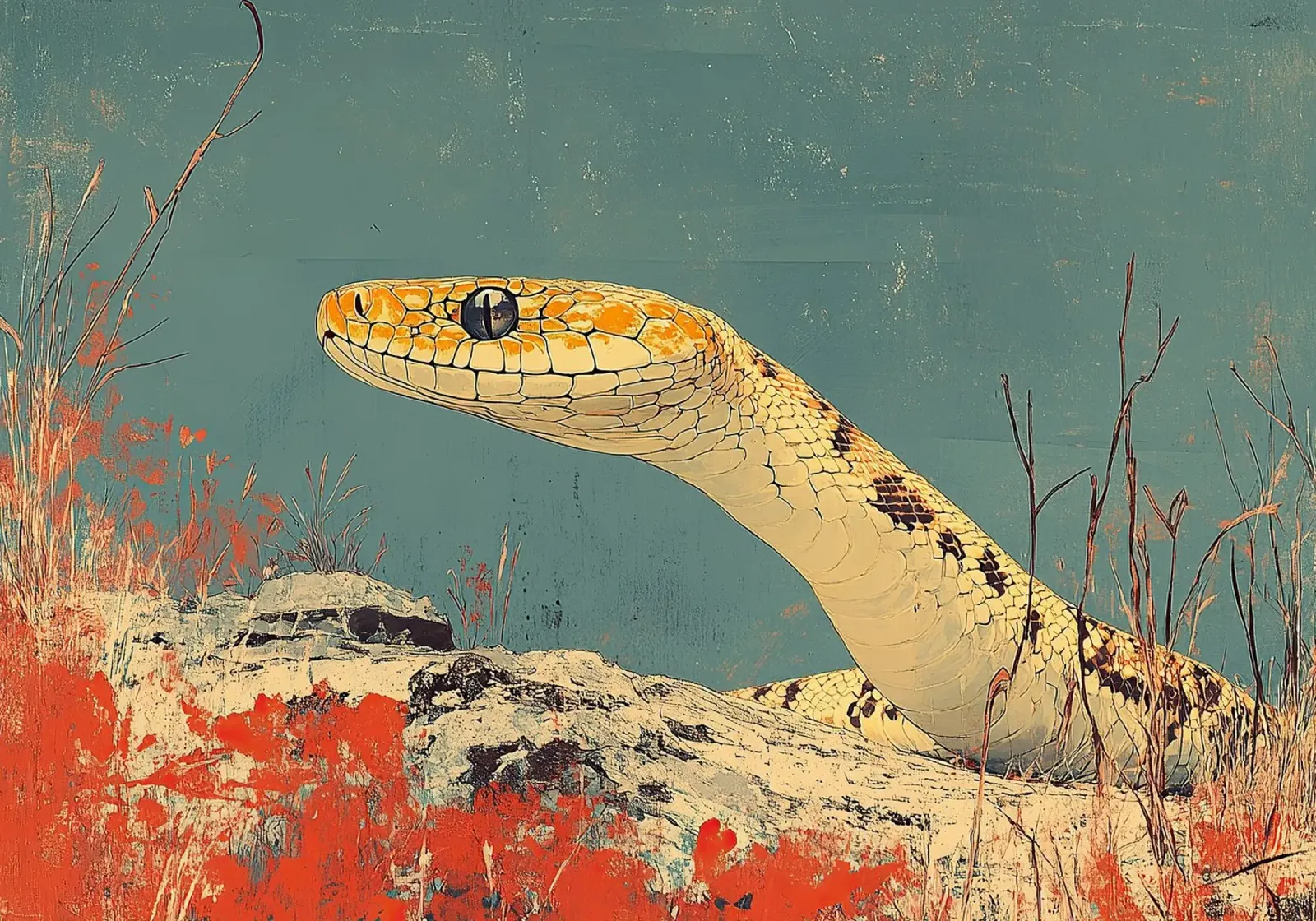 In the shadow of the snake: The silent danger canvas by Nikis Art Studio