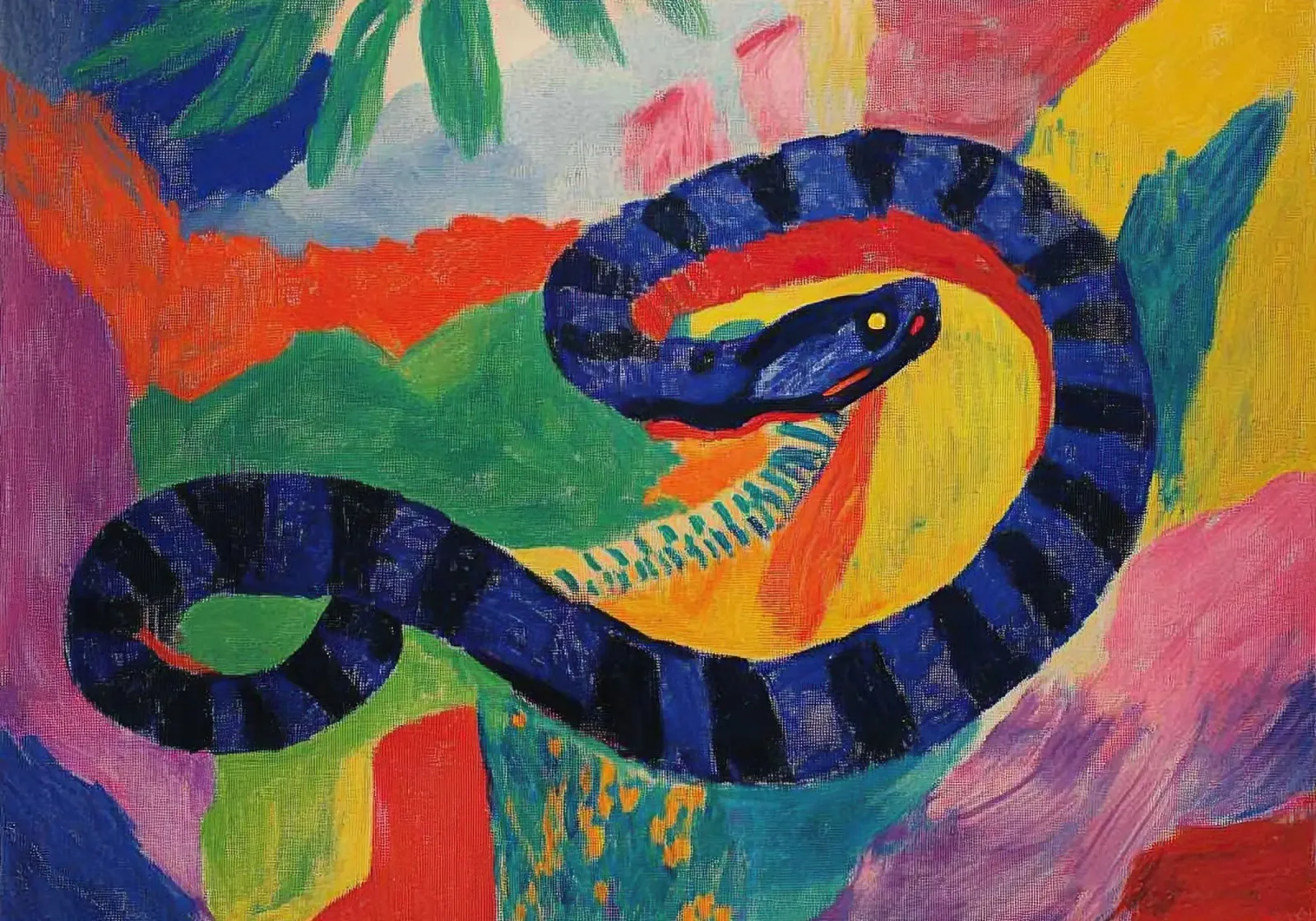 The snake witch: seduction and danger canvas with Floater frame by Nikis Art Studio
