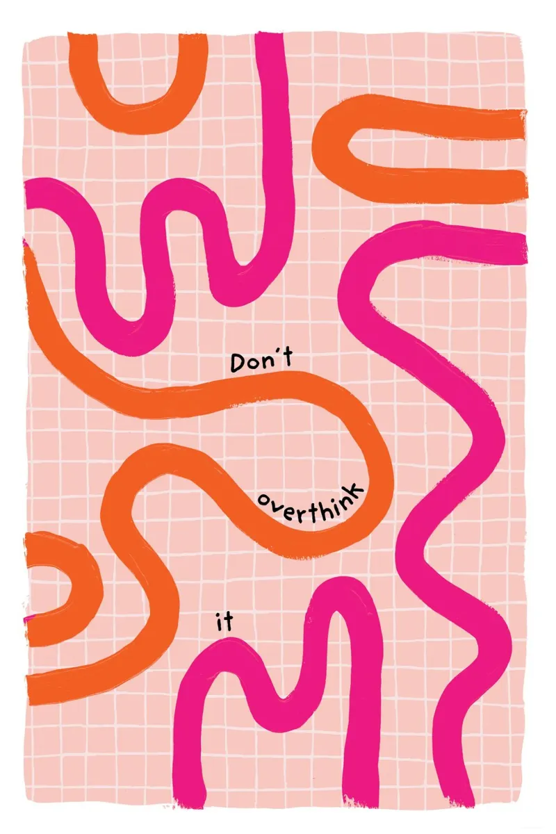 Nicht zu viel nachdenken - Orange Pink Poster mit Kunststoffrahmen von Malou-Studio