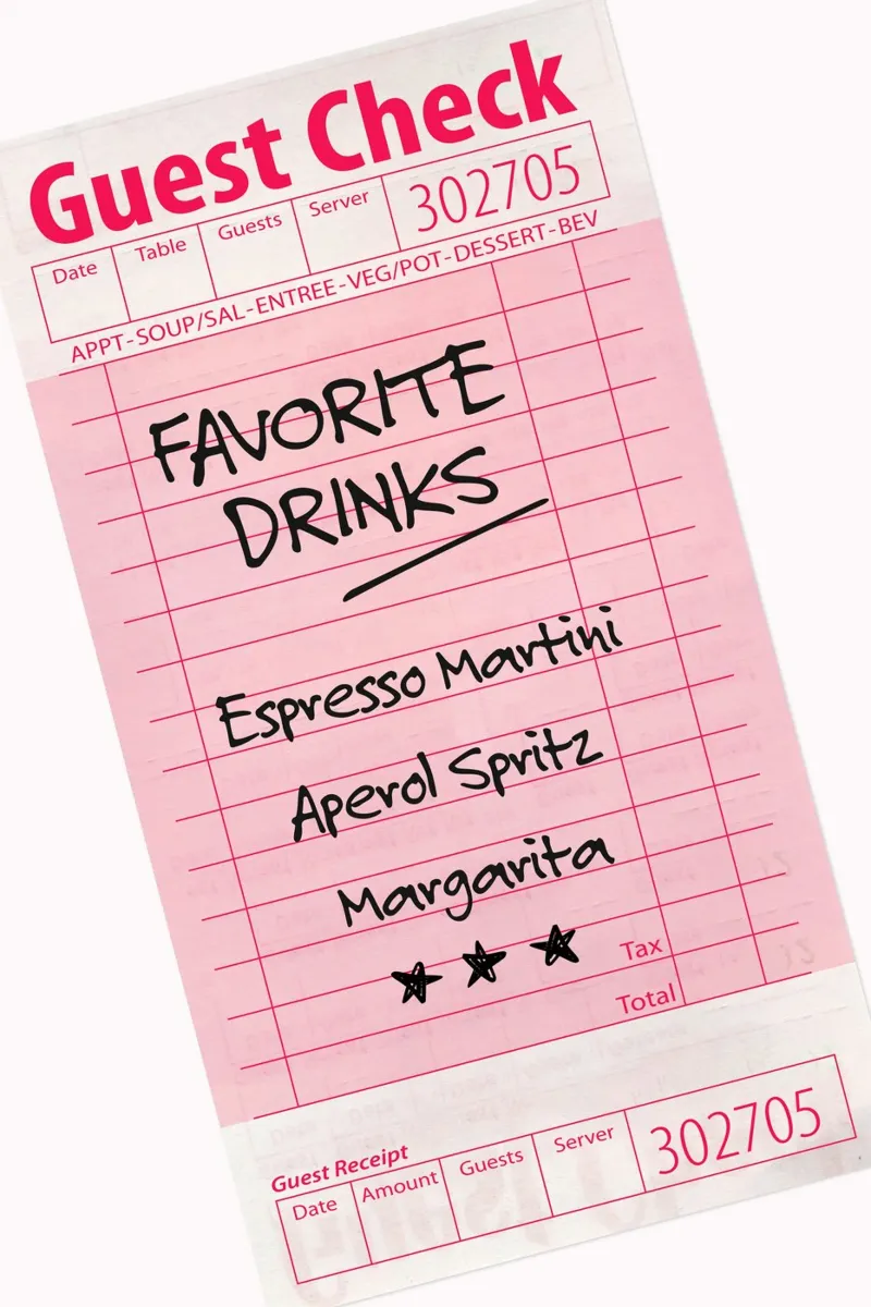 Guest Check - Favorite Drinks carta hahnemühle da Malou-Studio