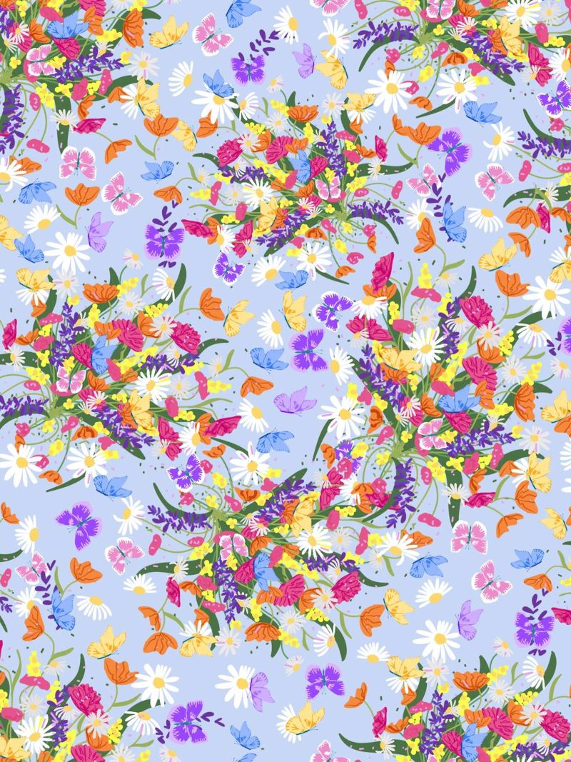 Muster Blumen und Schmetterlinge Poster von Illustration Raissa Oltmanns
