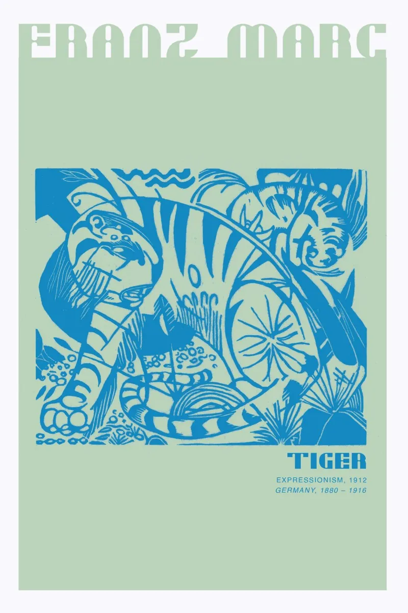 Franz Marc - Tiger poster con telaio in alluminio da Malou-Studio