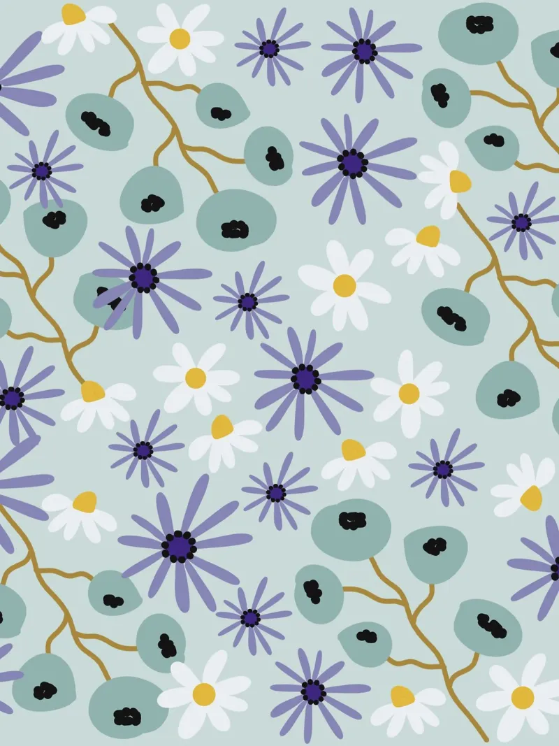 Pattern Abstract blue Flowers carta hahnemühle da Illustration Raissa Oltmanns