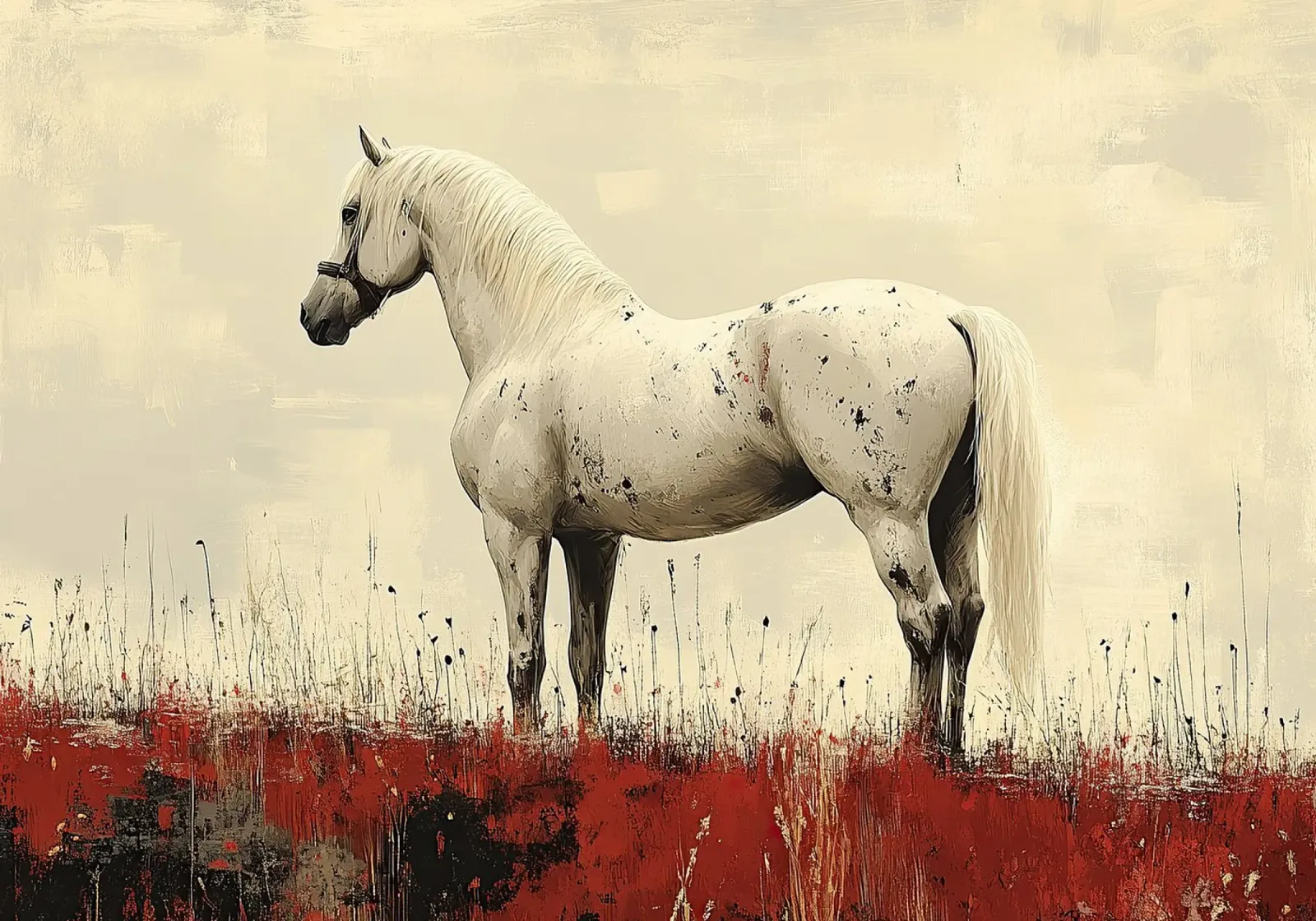 The legend of the steppe: a hero from the wilderness canvas with Floater frame by Nikis Art Studio