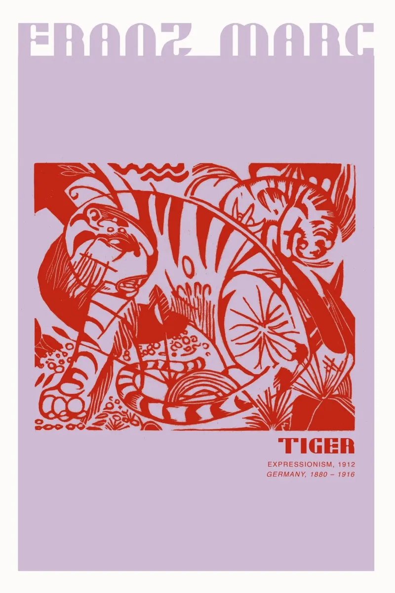 Franz Marc - Tiger - Lila poster da Malou-Studio