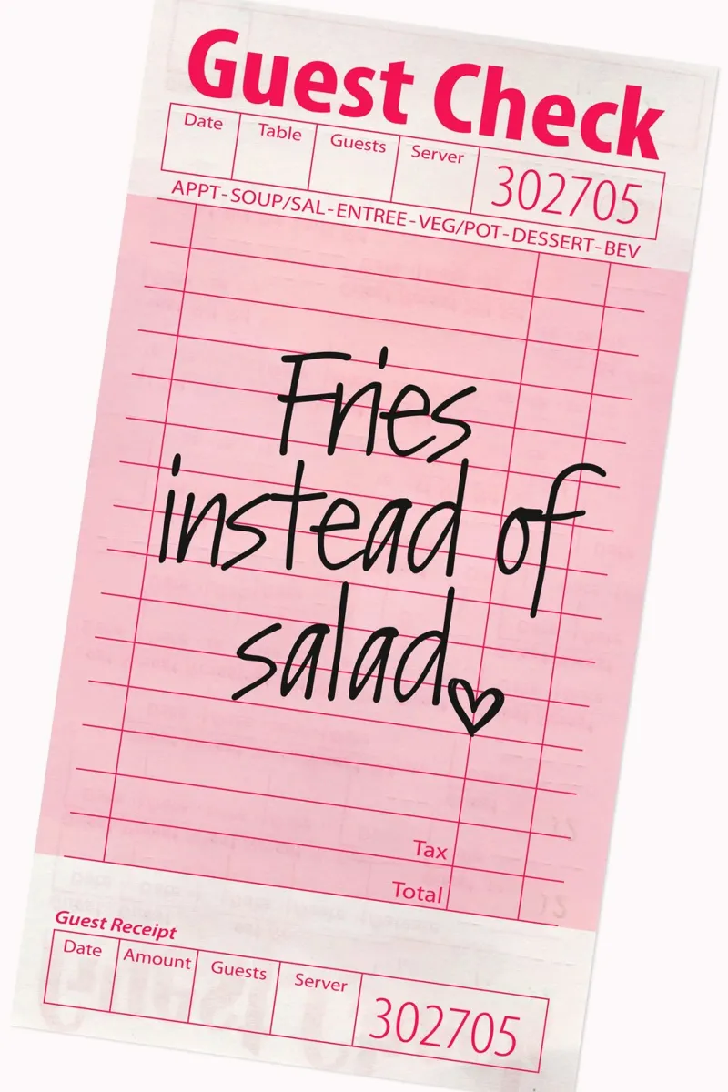 Guest Check - Fries instead of Salad canvas by Malou-Studio