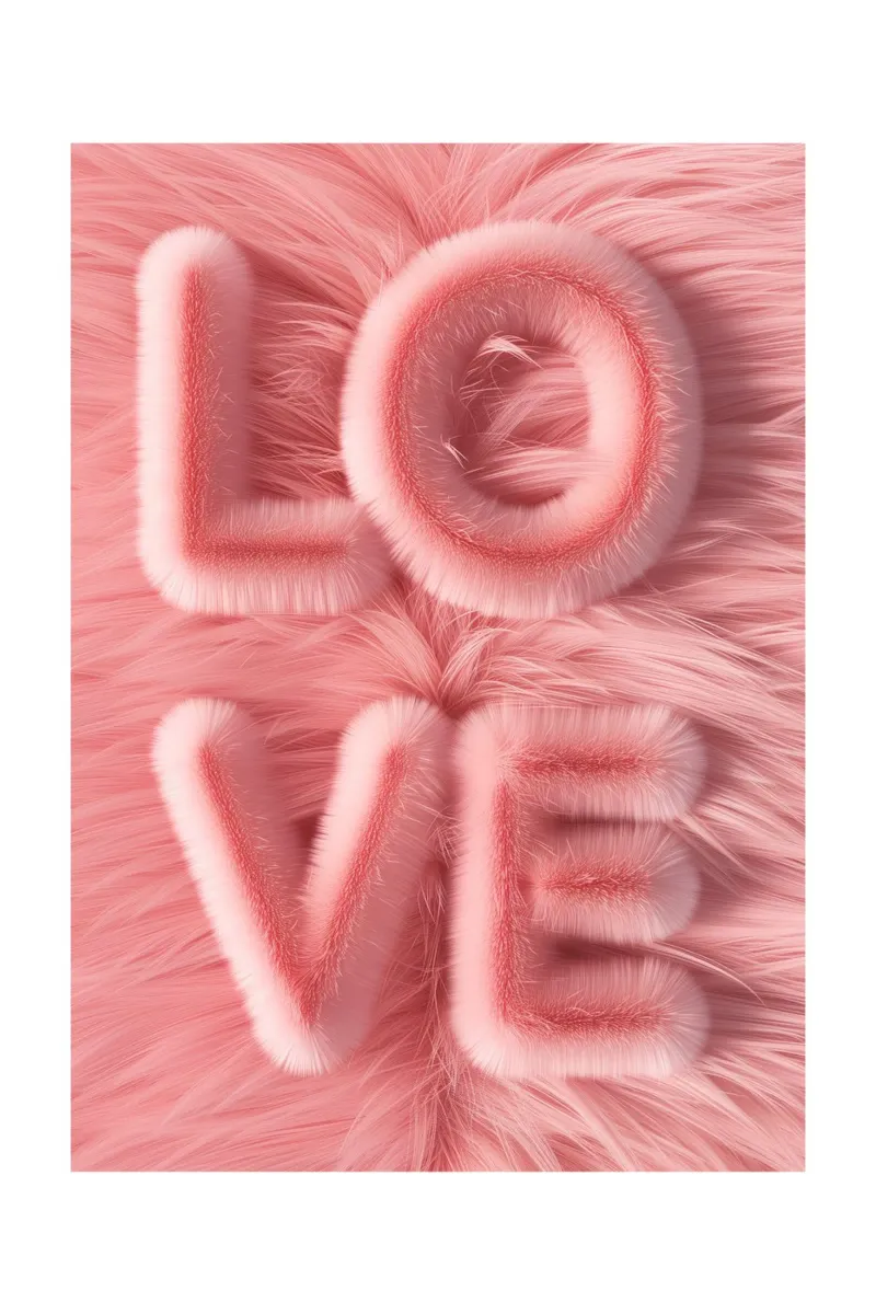 Amore peloso - Rosa tela con Cornice a cassetta da Malou-Studio
