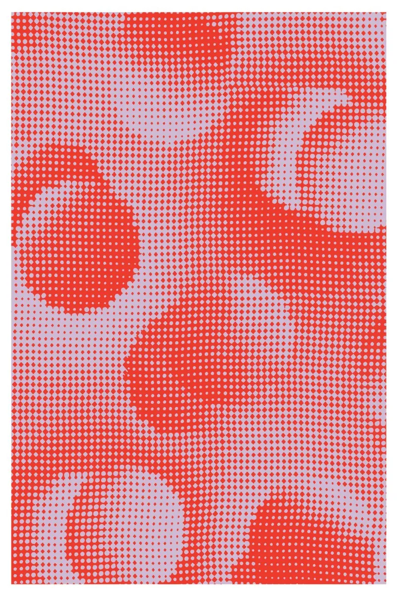 Grid Pattern - Lilac Red canvas with Floater frame by Malou-Studio