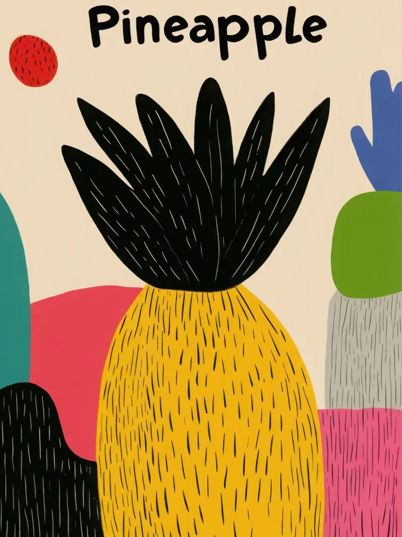 Ananas Abstrait alluminio dibond da Pop and Fruits - Affiches & posters