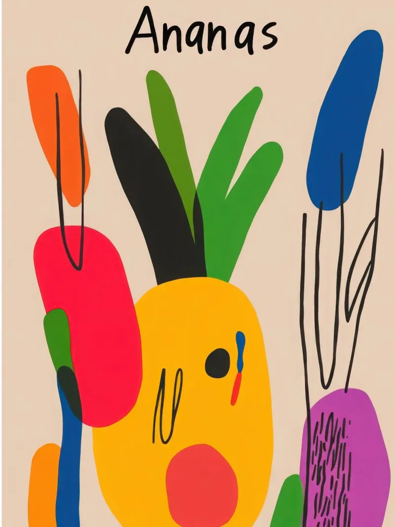 Ananas Moderne poster con telaio in alluminio da Pop and Fruits - Affiches & posters