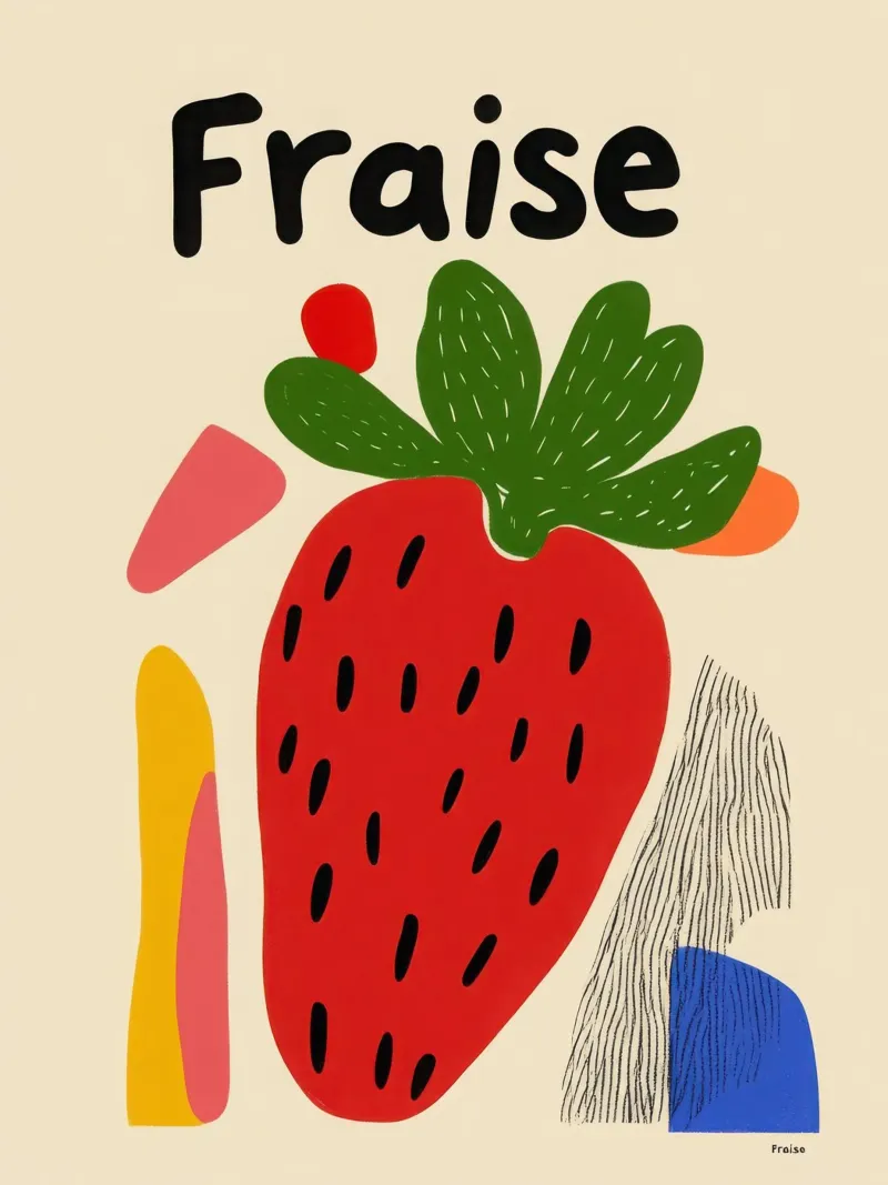 Fragola artistica poster con telaio in alluminio da Pop and Fruits - Affiches & posters