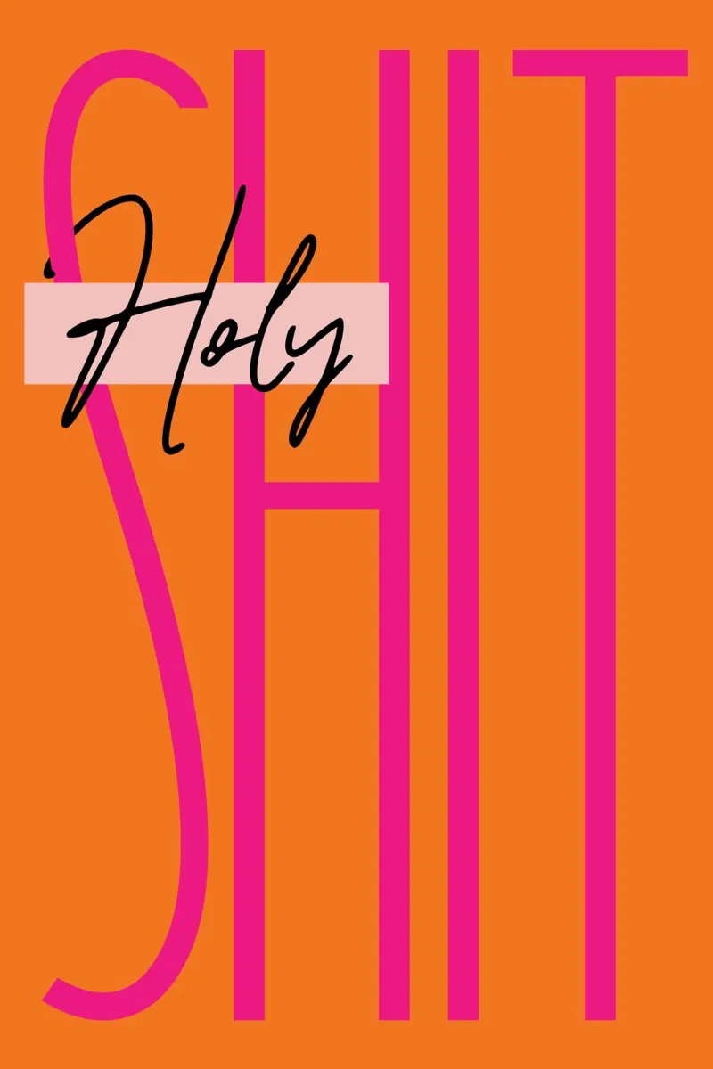Holy Shit - Orange Pink poster with wooden frame by Malou-Studio