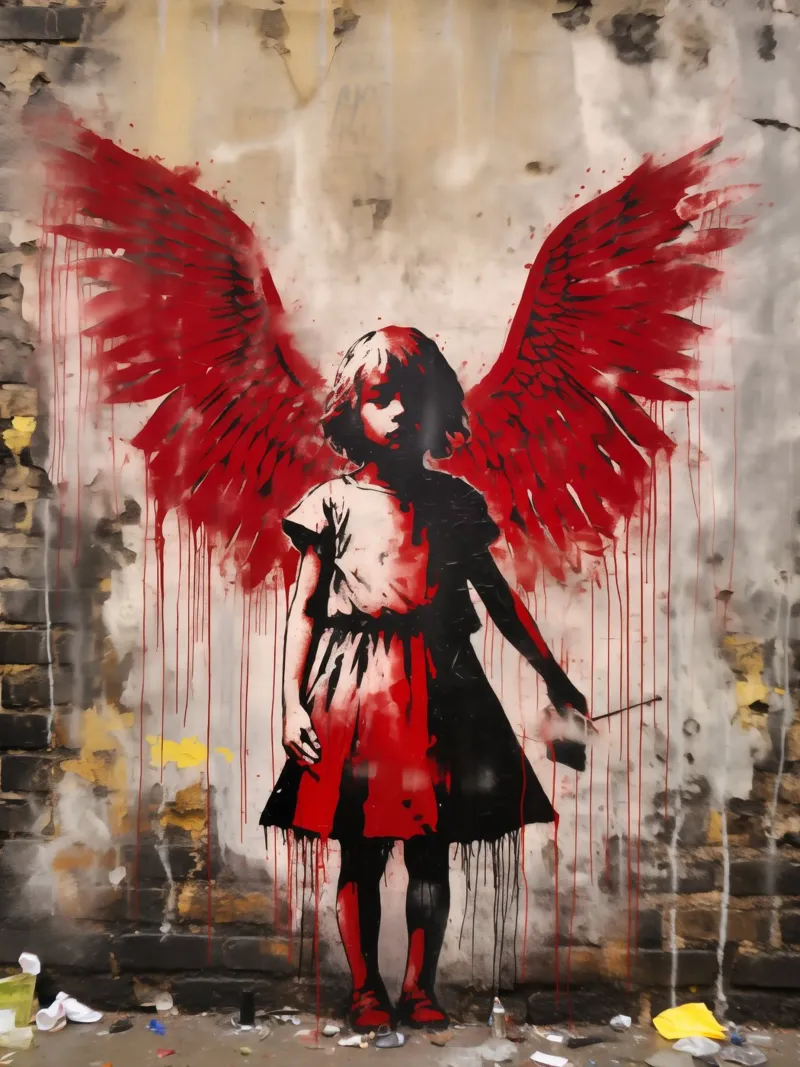 Broken Dreams | Straatkunst in Banksy-stijl canvas met Baklijst van Autofocus