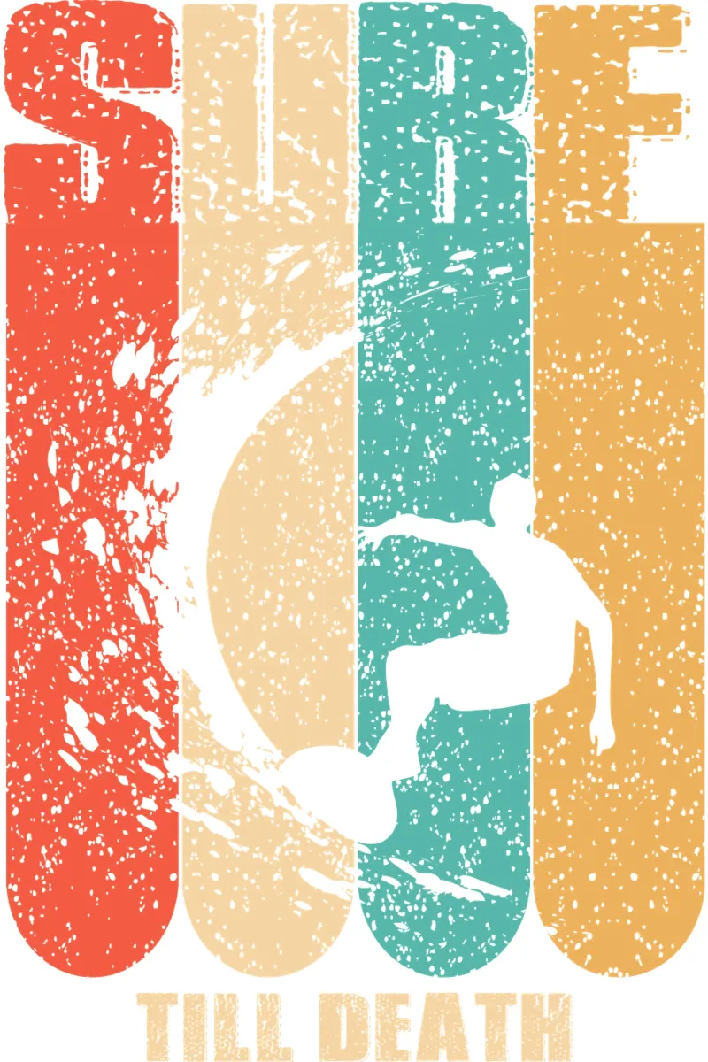 Surf fino alla morte, regalo per gli amanti del surf poster con telaio in alluminio da ririedis
