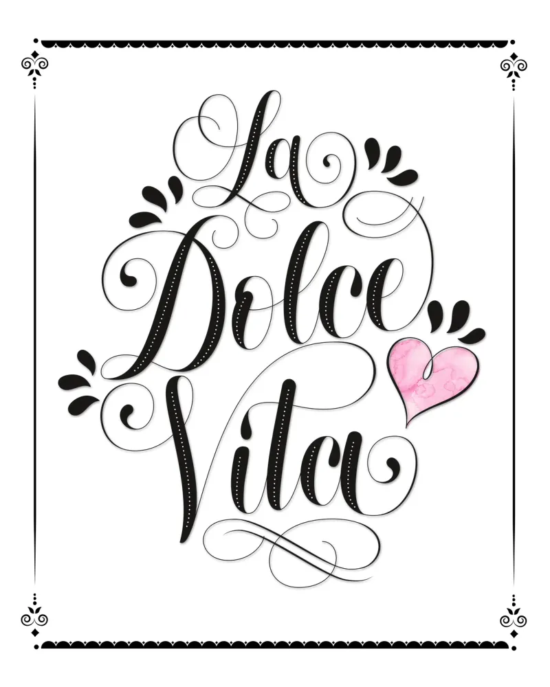 La Dolce Vita. Calligraphy. Lightness like in Italy canvas with Floater frame by CalliLetters