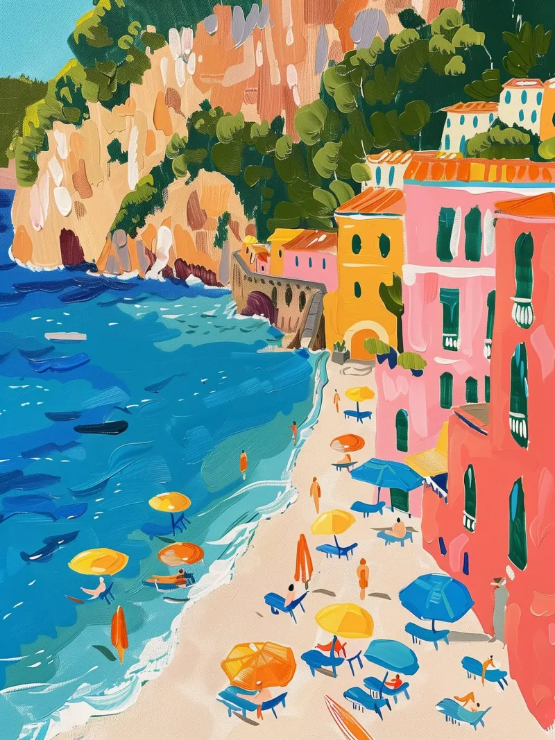 Italian Beach Print canvas by Bella Studio