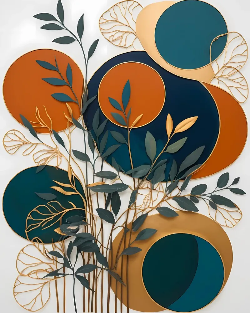 Layered Leaves poster with wooden frame by Artistic-shop