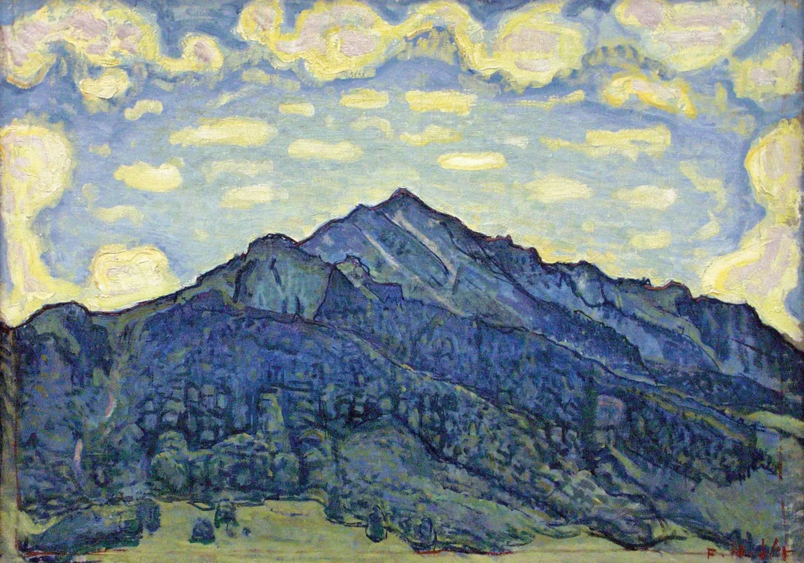 Ferdinand Hodler - Landschap in de Zwitserse Alpen canvas met Baklijst van William Store