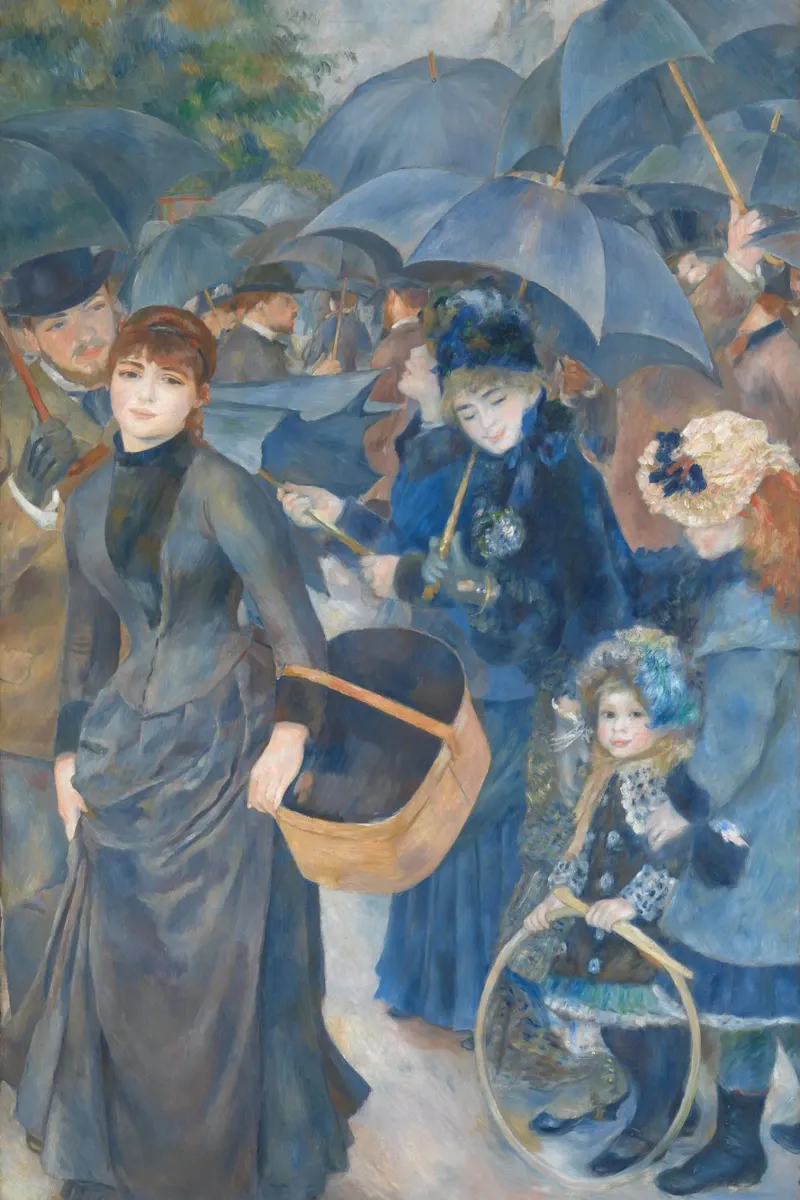 Pierre-Auguste Renoir - De paraplu's canvas met Baklijst van William Store
