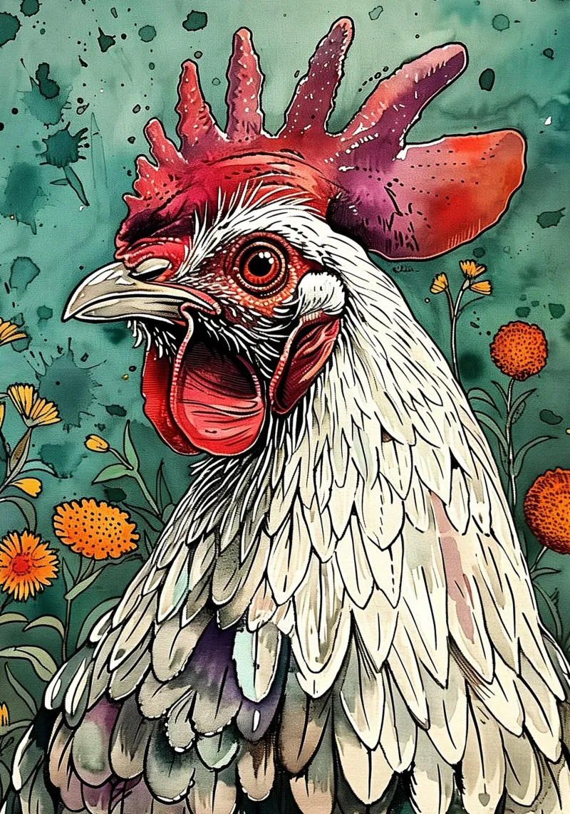 Art animalier du coq plexiglas de Justyna Jaszke JBJart