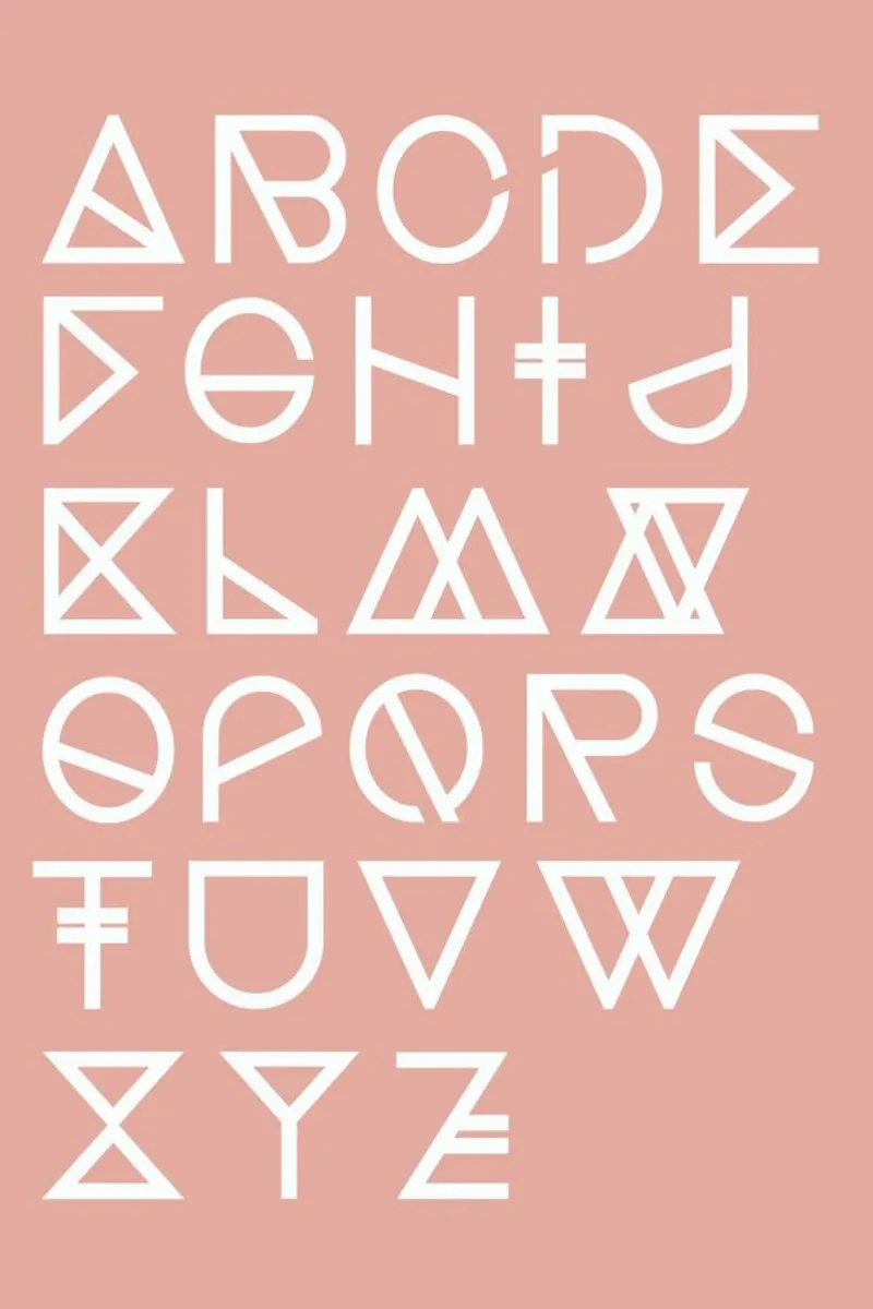 Geometrical ABC - blush poster con telaio in legno da Studio Nahili