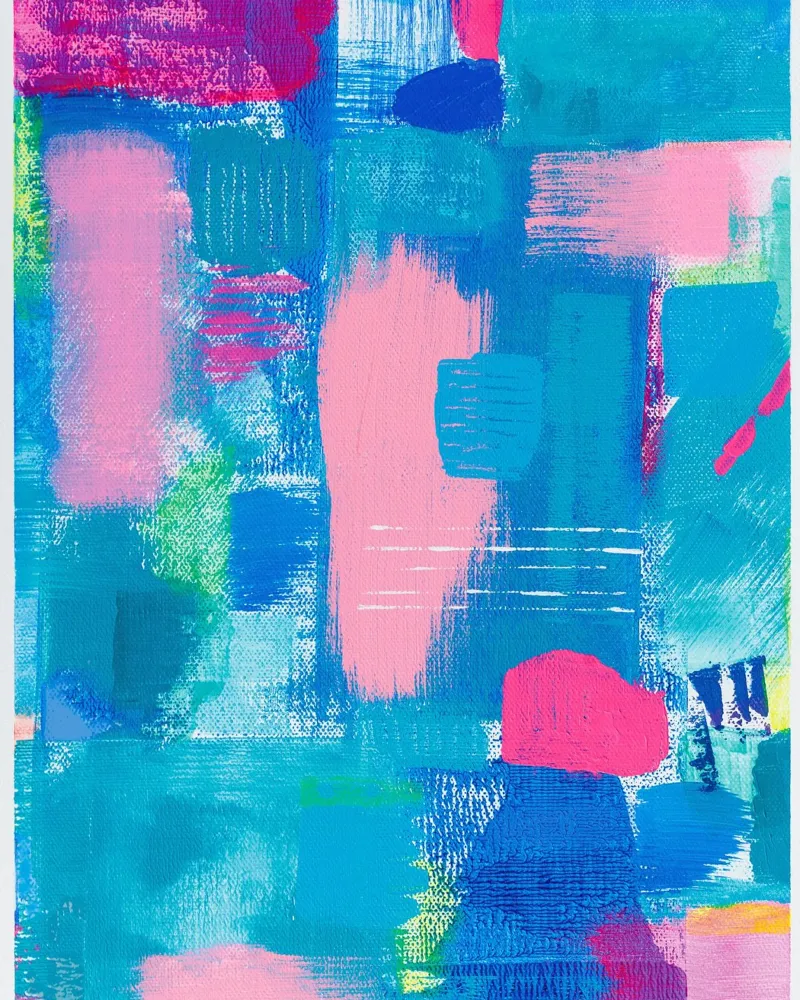 Abstract acrylschilderij "Rush Hour poster met houten frame van FABOArt