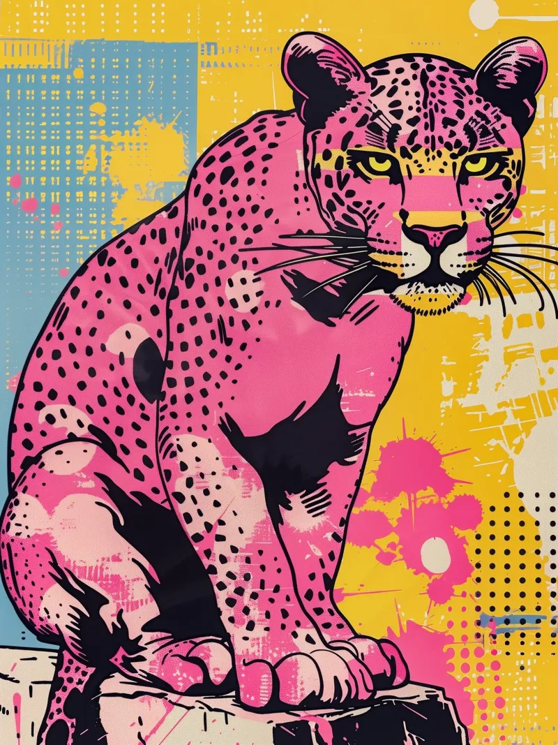 Pink Panther Pop Art | Warhol incontra la natura selvaggia poster con telaio in plastica da Autofocus