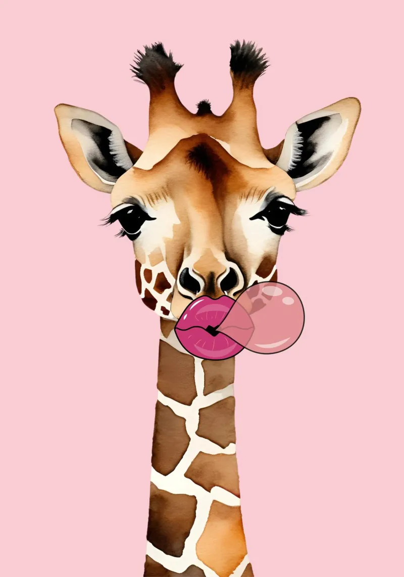 Speelse Bubble Pop Giraffe canvas met Baklijst van Doodle Dreams Art