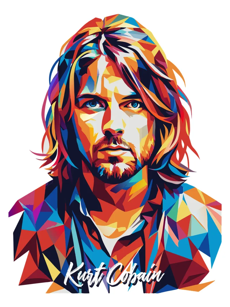 Kurt Cobain Ritratto Pop Art poster con telaio in alluminio da vectorartnesia