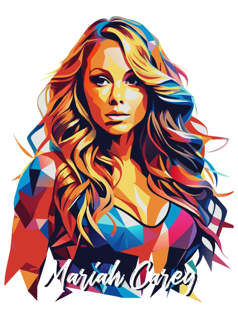 Mariah Carey Ritratto Wpap Pop ARt pellicola backlit da vectorartnesia