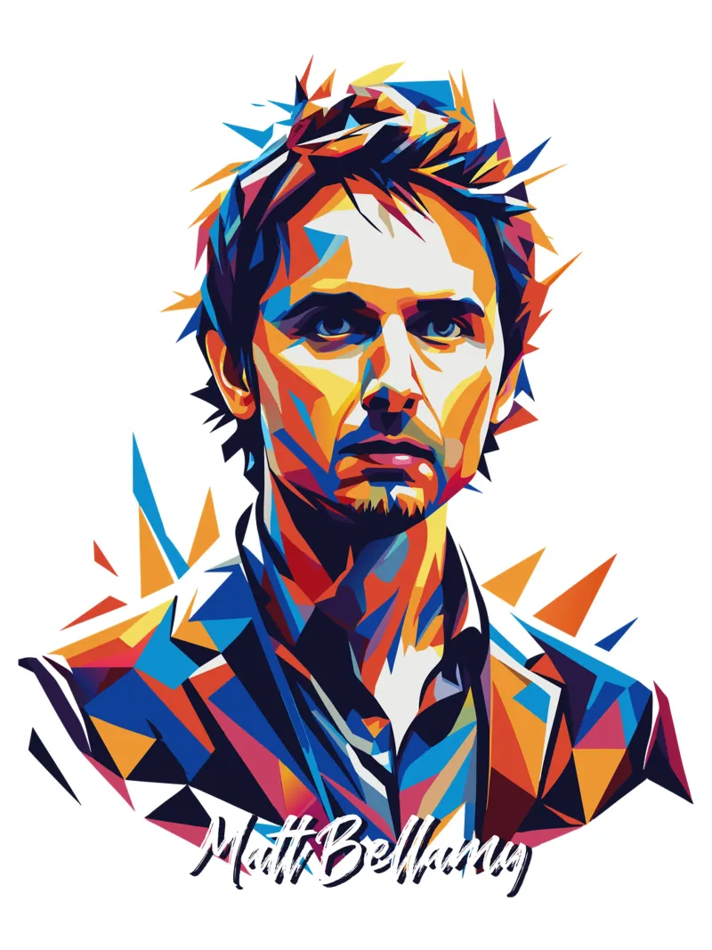 Matt Bellamy Ritratto Wpap Pop ARt pellicola backlit da vectorartnesia