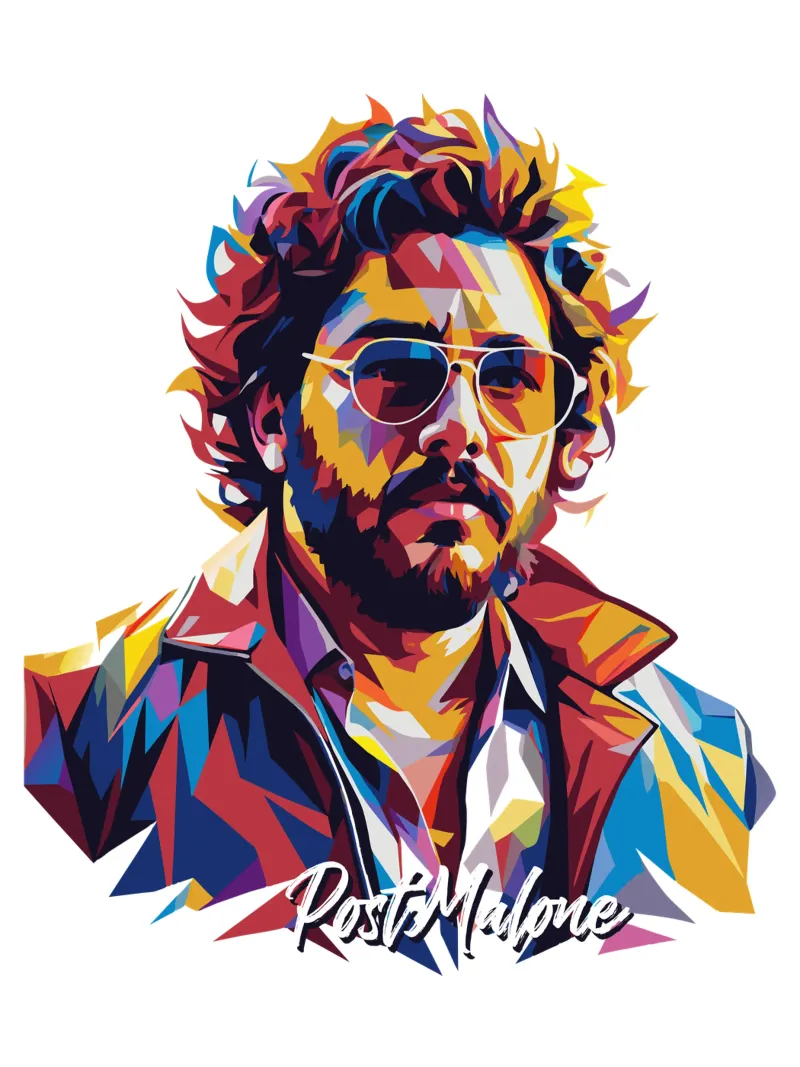Ritratto di Post Malone Pop Art pellicola backlit da vectorartnesia