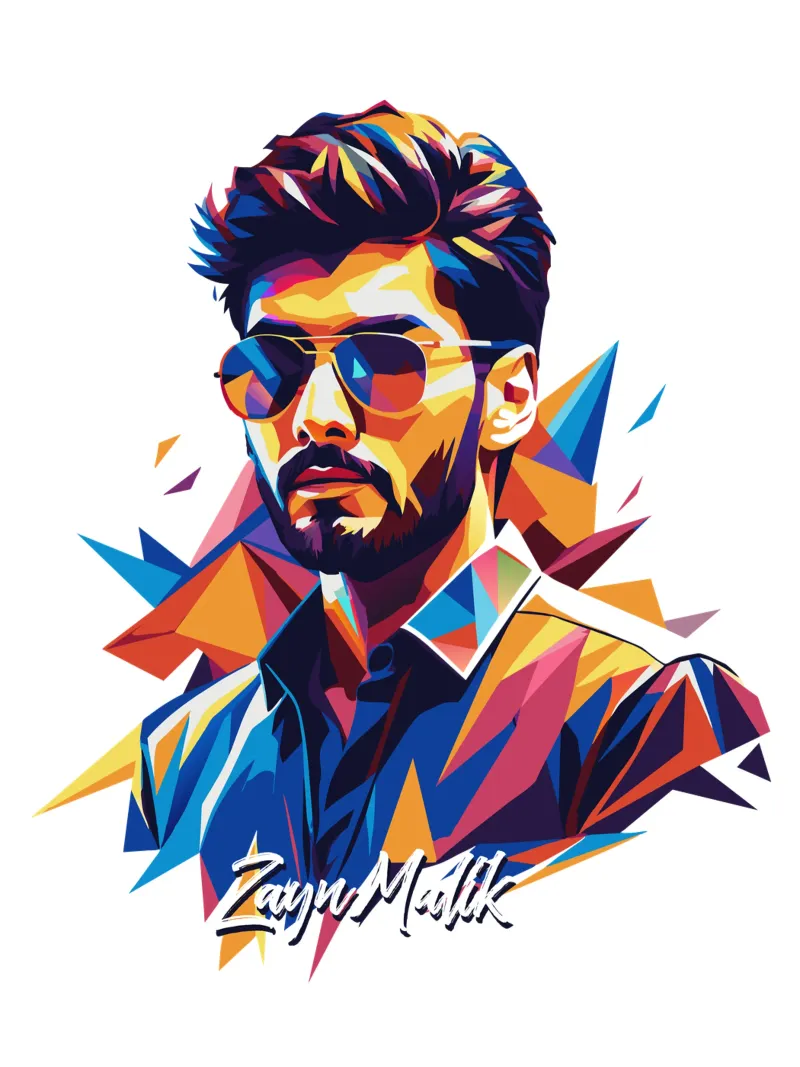 Zayn Malik Ritratto Pop Art poster con telaio in legno da vectorartnesia