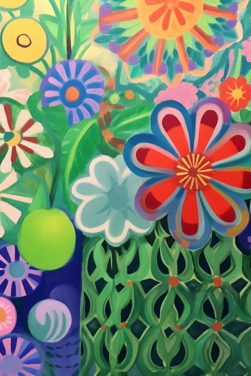 Colourful floral rush canvas by Carinaprint