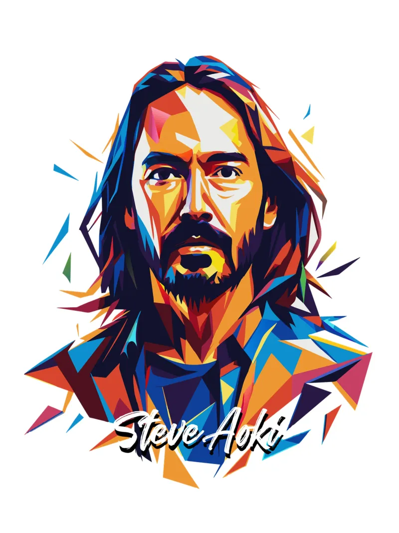 Ritratto pop art di Steve Aoki pellicola backlit da vectorartnesia