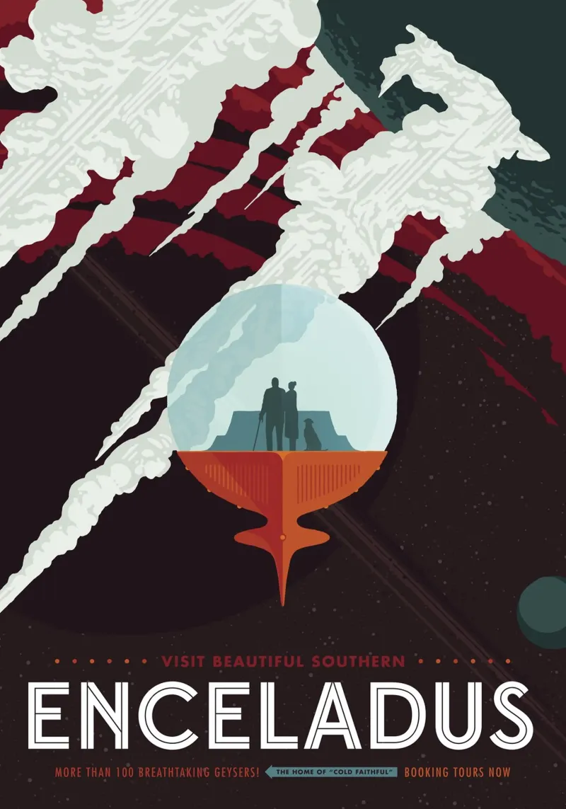 Poster della NASA su Encelado tela con Cornice a cassetta da 🎁 ARTVI-SHOP