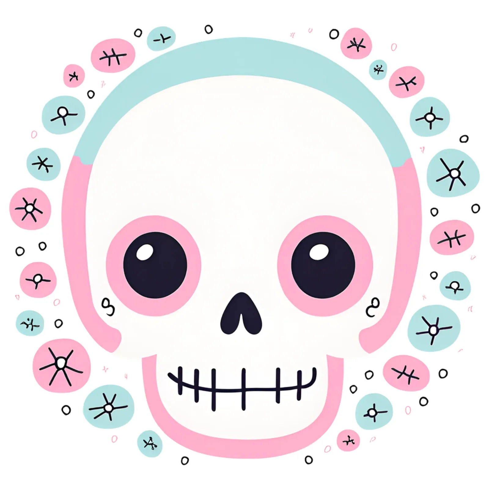 teschio kawaii poster con telaio in plastica da Rezh creations