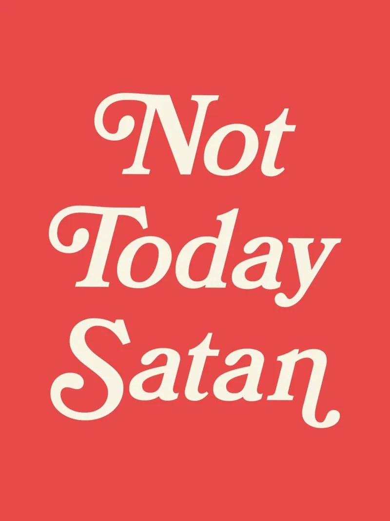 Non oggi Satana (tono rosso) poster con telaio in plastica da Paigaam Studio