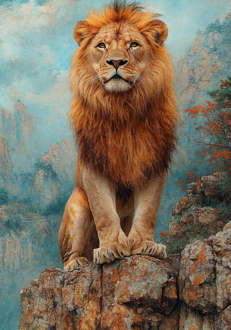 Majesty on four paws: The ruler of the Serengeti hahnemühle by Nikis Art Studio