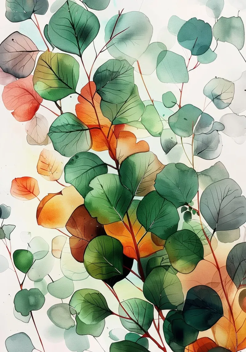 Colors leaves nature art canvas with Floater frame by Justyna Jaszke JBJart