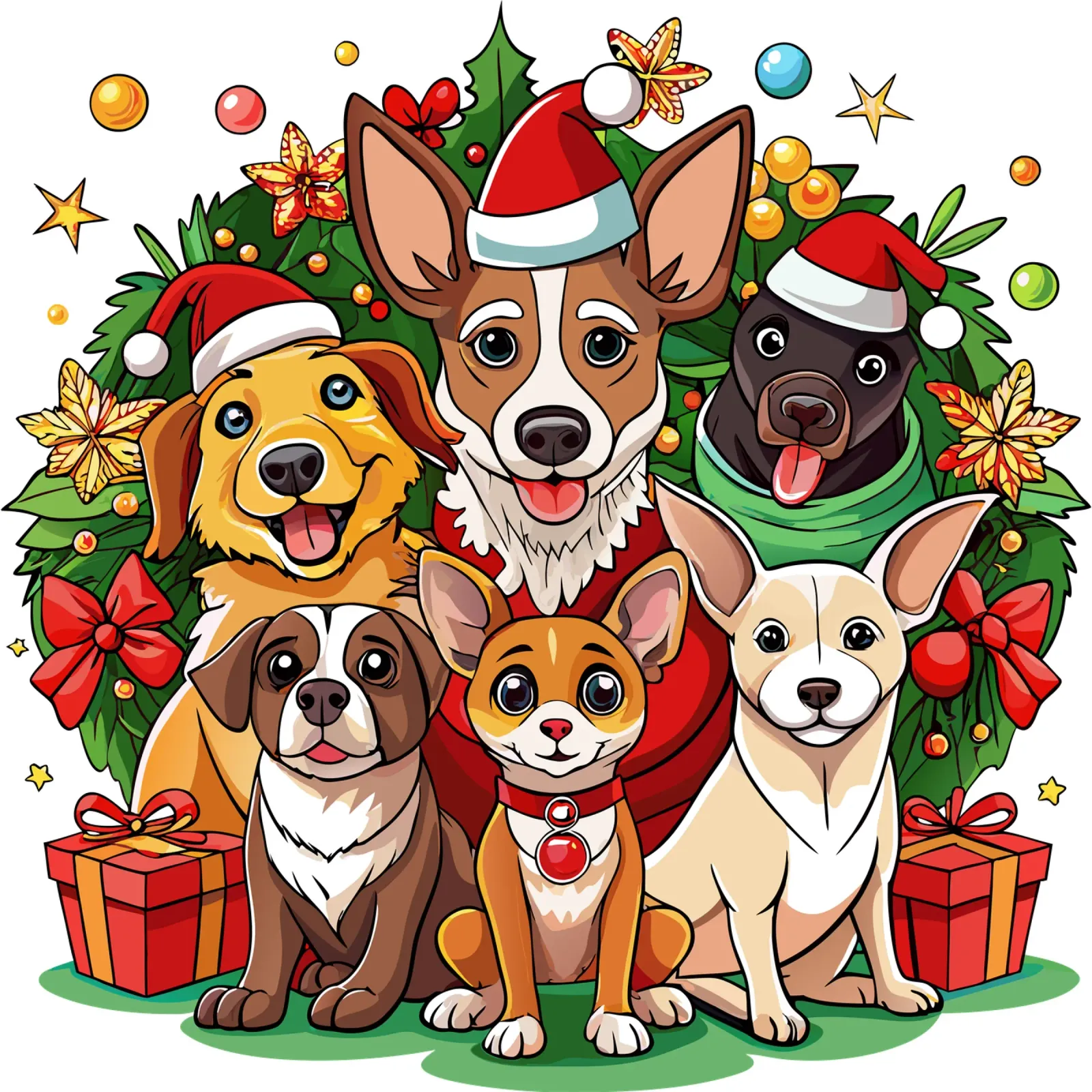 Festive Furry Friends Christmas Dog Squad poster by Artnesia