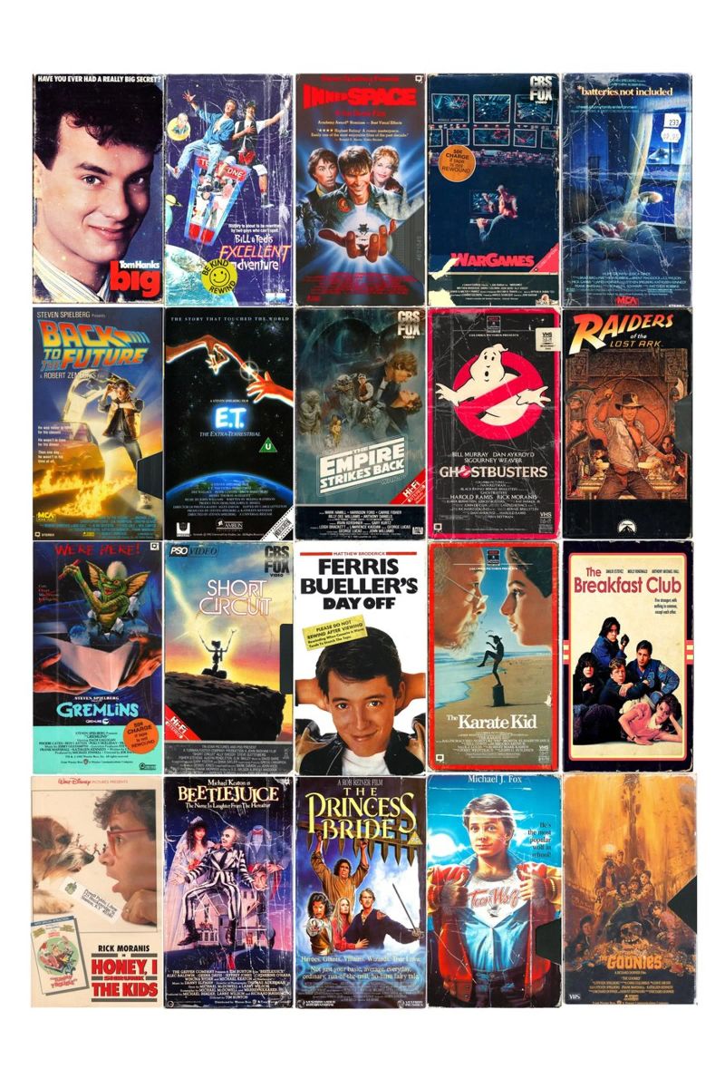 Films emblématiques pour enfants des années 80 - Couverture de VHS vintage poster de MrMustardPrints