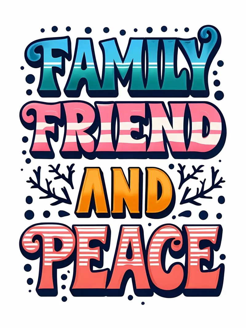 Famiglia, amici e pace: Una citazione senza tempo poster da inspirational quote