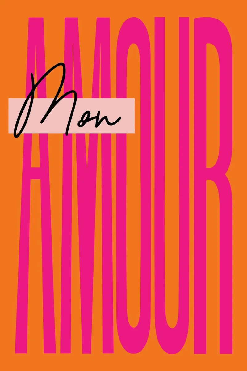 Mon Amour - Arancione rosa poster con telaio in plastica da Malou-Studio
