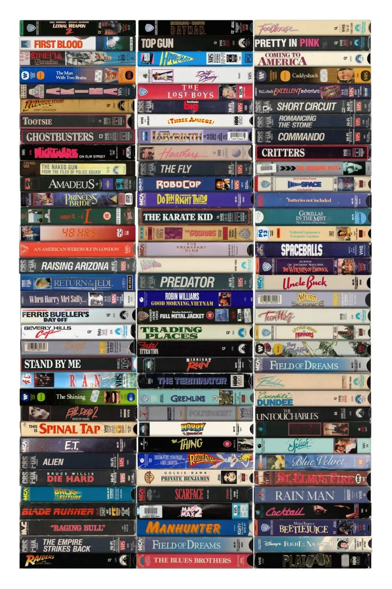 Grootste films uit de jaren 80 - VHS-cassette afdrukken - Films uit de jaren 80 canvas met Baklijst van MrMustardPrints