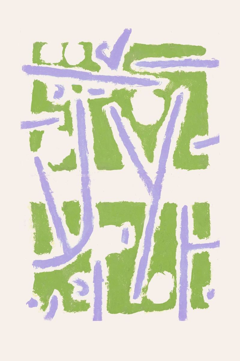 Paul Klee - Abstrakt Grün Lila Poster von Malou-Studio