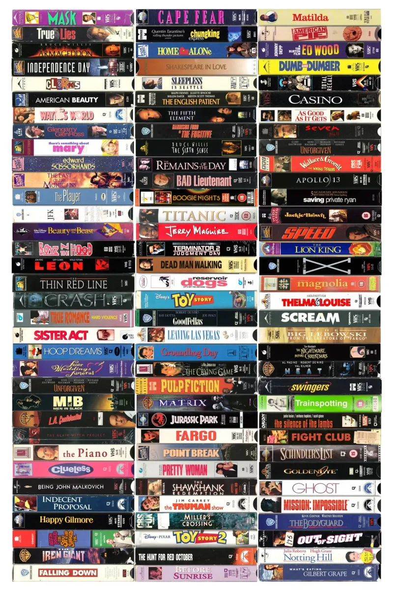 Greatest Films of the '90s - Classic 1990s Movie VHS Print canvas with Floater frame by MrMustardPrints