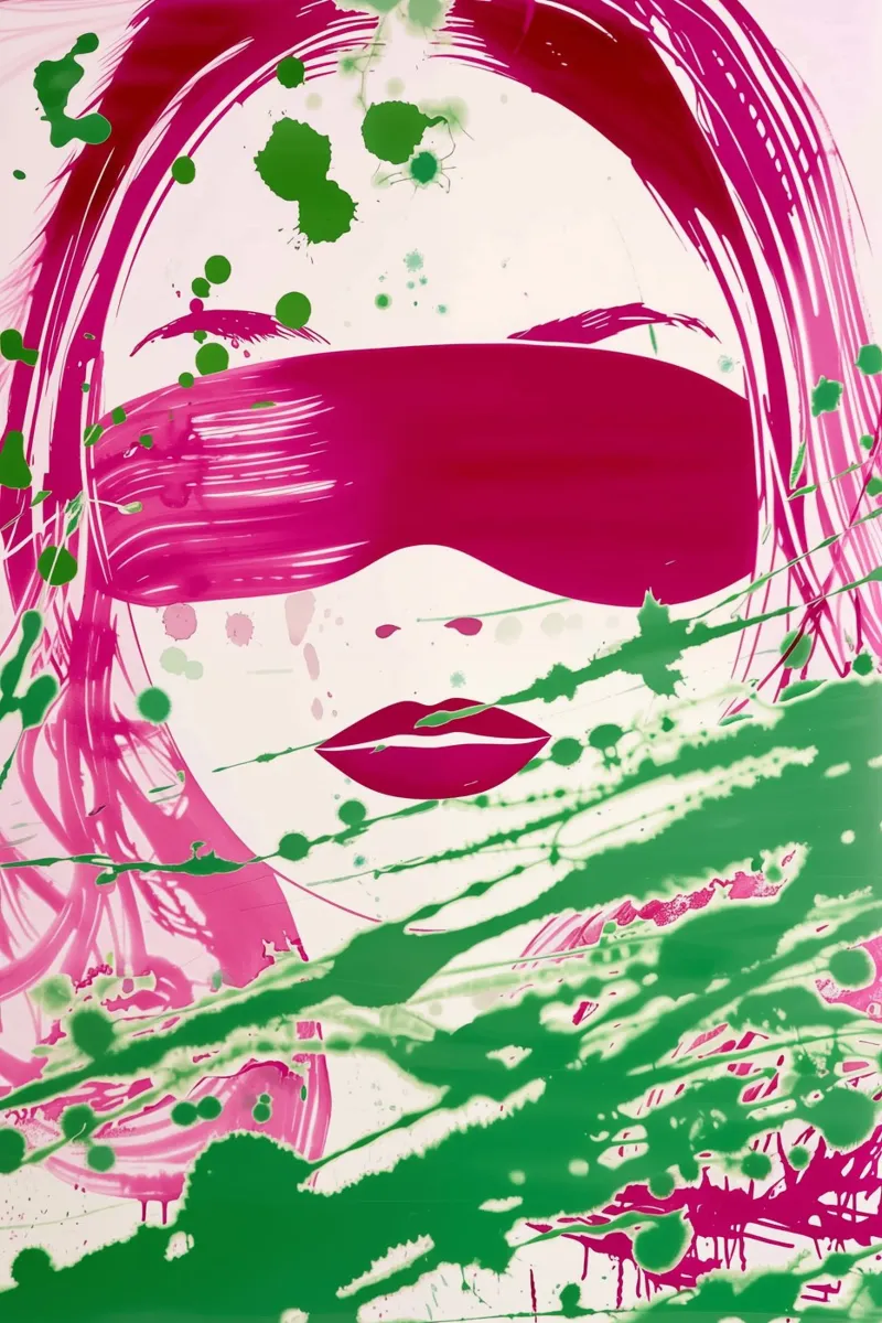 Donna bendata | Action painting con colori al neon poster da Autofocus