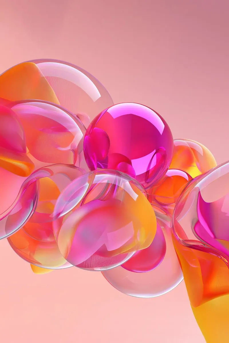 Palline di vetro rosa e arancione carta hahnemühle da Malou-Studio